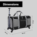 Dimensions du sac trolley pliable à roulettes pour chat et chien : 60 × 40 × 35 cm