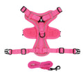 Ensemble harnais et laisse réfléchissant pour petit chien, coloris rose, harnais à plat et laisse