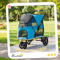 Poussette tout-terrain pliable PawHut pour chien bleue, schéma des dimensions : 92 × 63 × 95 cm, nacelle de 76 cm