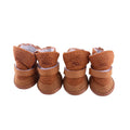 Bottines chaudes antidérapantes pour petit chien, lot de 4 coloris marron avec doublure polaire, sur fond blanc