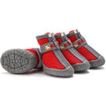 Lot de 4 chaussures antidérapantes respirantes pour petit chien rouges, semelle crantée visible