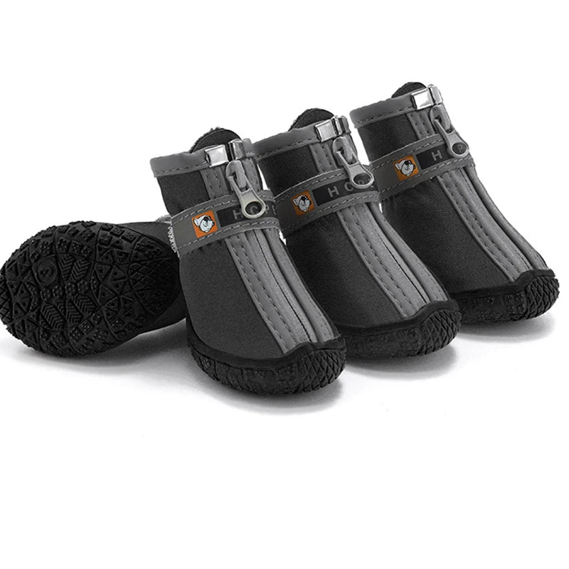 Lot de 4 chaussures antidérapantes respirantes pour petit chien noires, semelle crantée visible