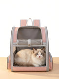 Sac à dos extensible et pliable rose pour chat et petit chien, chat ragdoll couché dans la partie avant
