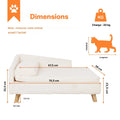 Dimensions du canapé surélevé en peluche BINGOPAW : 70,5 × 38 cm, hauteur 32,5 cm, pieds de 9,5 cm