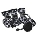 Chaussures imperméables antidérapantes pour chien, lot de 4 motif damier noir et blanc, semelle à picots visible