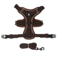 Ensemble harnais et laisse réfléchissant pour petit chien, coloris marron, harnais à plat et laisse
