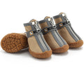 Lot de 4 chaussures antidérapantes respirantes pour petit chien beige, semelle crantée visible