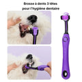 Kit de toilettage 9 pièces pour chien, brosse à dents à trois têtes utilisée sur un chien blanc
