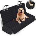 Housse de siège arrière imperméable noire matelassée avec golden retriever, détail de la fixation à l'appuie-tête