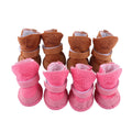 Bottines chaudes antidérapantes pour petit chien, deux lots de 4 en marron et rose fourrés, logo ACL brodé