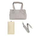 Sac de transport en coton gris pour chat et petit chien avec coussin beige et bandoulière réglable