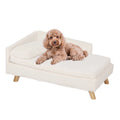 Canapé surélevé en peluche BINGOPAW pour chat et chien, avec caniche abricot, sur fond blanc