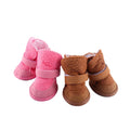 Bottines chaudes antidérapantes pour petit chien, paires rose et marron à doublure polaire et semelle crantée