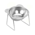 Bol incliné surélevé en inox 304 simple pour chat et chiot, coupelle à oreilles sur pied métallique, fond blanc