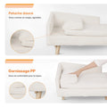 Détails du canapé surélevé en peluche BINGOPAW : tissu peluche doux et coussin rembourré en PP