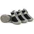 Lot de 4 chaussures antidérapantes respirantes pour petit chien noires à mailles, semelle crantée visible