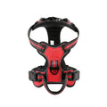 Harnais anti-traction réfléchissant pour chien, coloris rouge, vue de face sur fond blanc