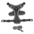 Ensemble harnais et laisse réfléchissant pour petit chien, coloris gris, harnais à plat et laisse