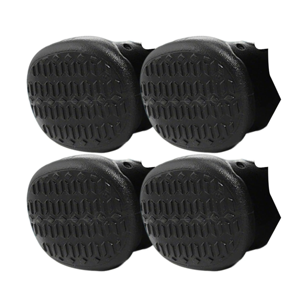 Bottines respirantes en EVA pour chien, lot de 4 : vue des quatre semelles antidérapantes noires sur fond blanc