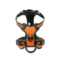 Harnais anti-traction réfléchissant pour chien, coloris orange, vue de face sur fond blanc