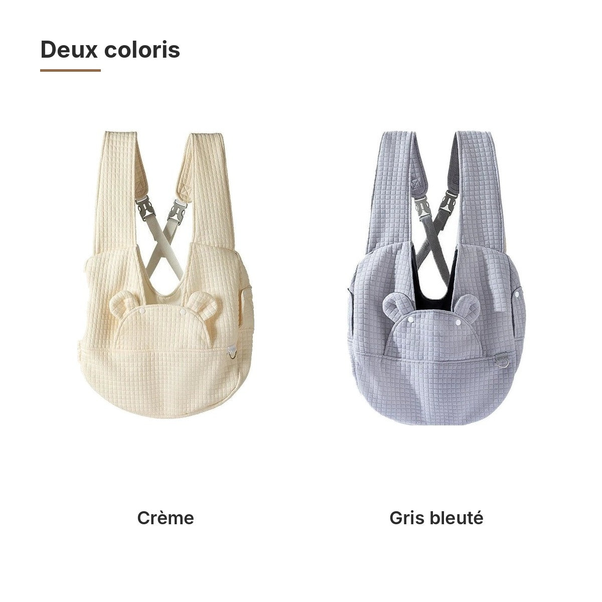 Sac de transport bandoulière matelassé, les deux coloris : crème et gris bleuté