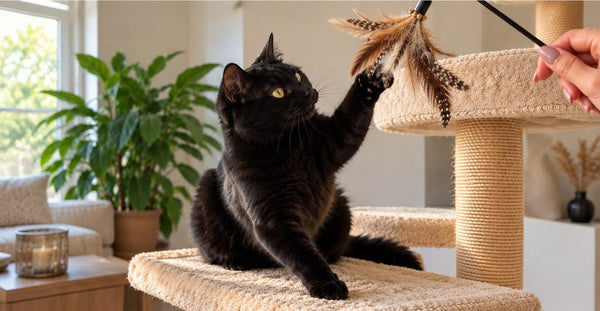 Chat noir gardé à domicile
