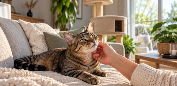 Chat tigré gardé à domicile